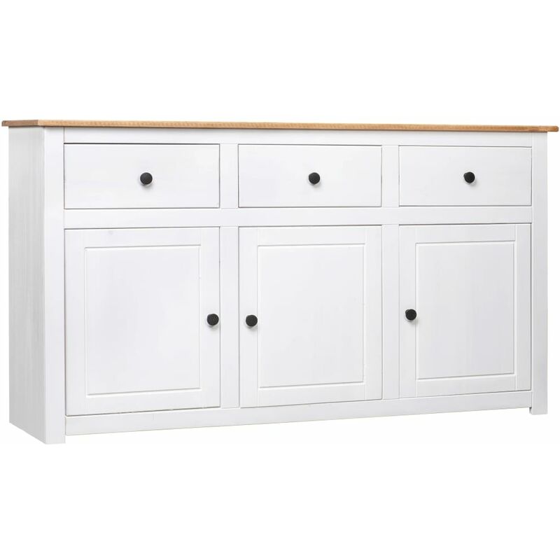 

Aparador de Madera Maciza de Pino Estilo Panamá 135x40x80 cm Blanco - Blanco - Vidaxl