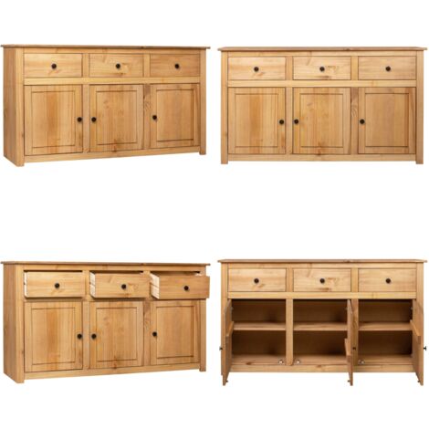 Aparador de madera maciza de pino estilo Panamá 135x40x80 cm - Cajón - Almacenamiento