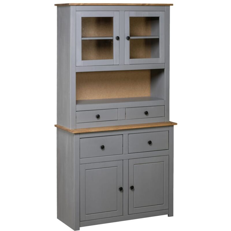 

Aparador de Madera Maciza de Pino Estilo Panamá 93x40,5x180 cm Gris - Gris - Vidaxl