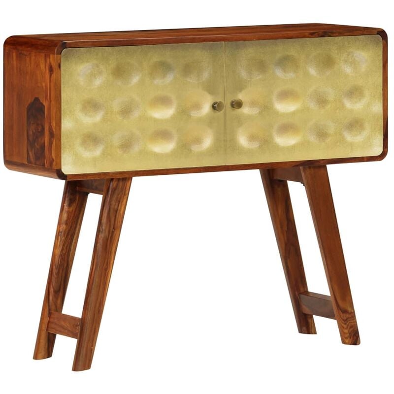 

Aparador de madera maciza de sheesham y dorados 90x30x77 cm
