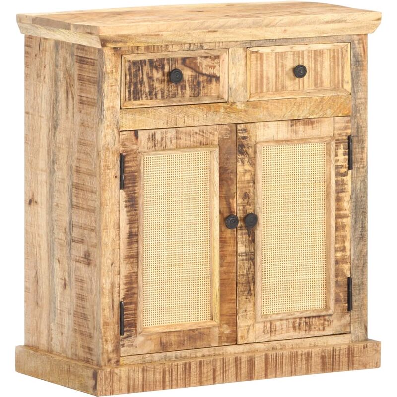 

Aparador de madera maciza mango y caña natural 65x32x70 cm - Marrón