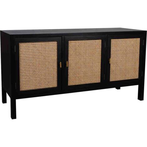 Aparador de madera negro 150x45x76h cm
