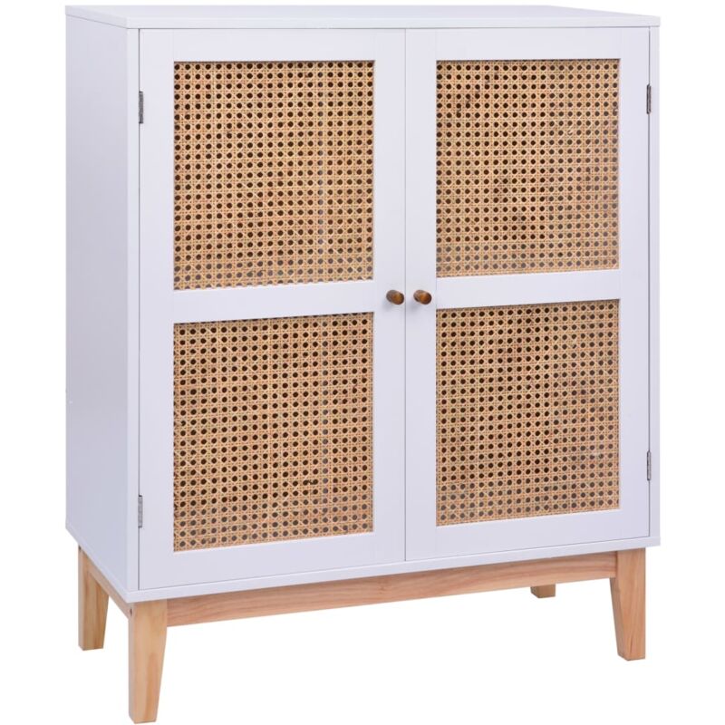 

vidaXL Aparador de MDF y Ratán 80x35x100 cm Blanco - Blanco