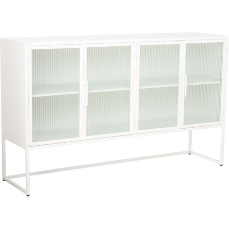 Aparador de metal blanco con 4 puertas  150x38,5x90,5h cm