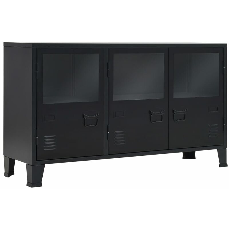 

Aparador de metal de estilo industrial 120x35x70 cm negro - Negro