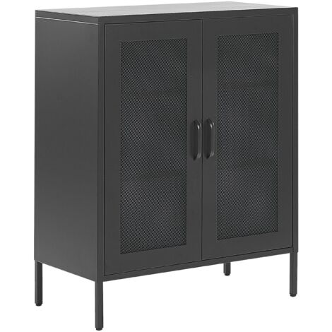Aparador de metal negro 2 puertas estantes almacenaje oficina en casa Wakatipu