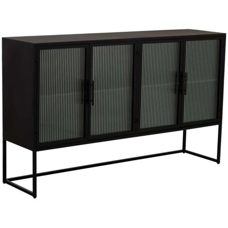 Aparador de metal negro con 4 puertas  150x38,5x90,5h cm