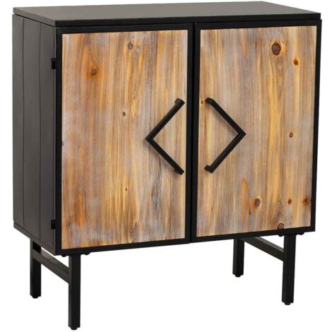 Aparador de metal y madera 2 puertas, negro75x35x81h cm