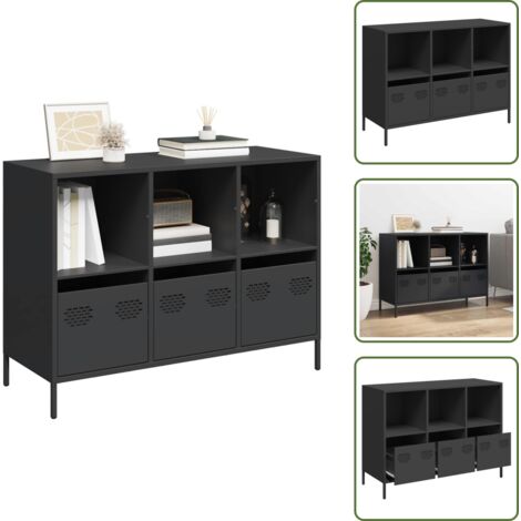 Aparador de oficina - vidaXL Aparador de acero laminado en frío negro 101,5x39x73,5 cm - Aparador decorativo