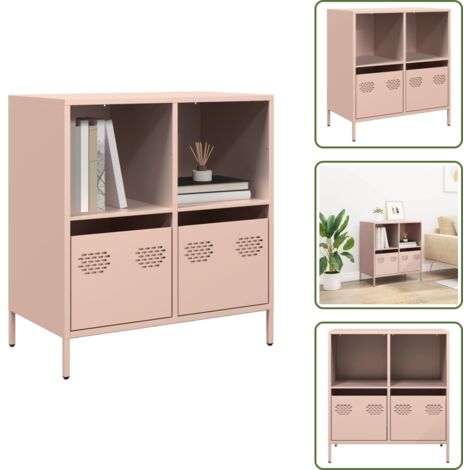 Aparador de oficina - vidaXL Aparador de acero laminado en frío rosa 68x39x73,5 cm - Aparador decorativo