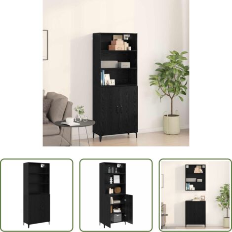 Aparador de pared -  Aparador alto Roble Negro 69,5 x 32,5 x 180 cm