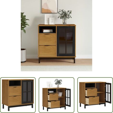Aparador de pino -  Aparador con puerta de vidrio FLAM madera de pino 80x40x80 cm