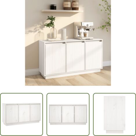 Aparador de pino -  Aparador de madera maciza de pino blanco 111x34x60 cm