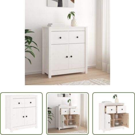 Aparador de pino -  Aparador de madera maciza de pino blanco 70x35x80 cm