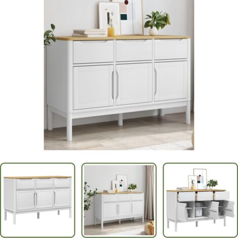 Aparador de pino -  Aparador FLORO madera maciza de pino blanco 114x43x74 cm