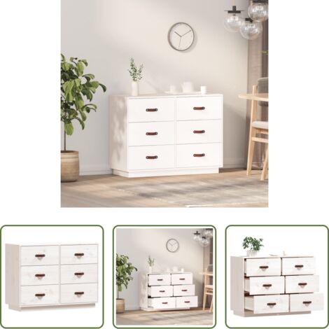Aparador de pino -  Aparador madera maciza de pino blanco 100x40x75 cm