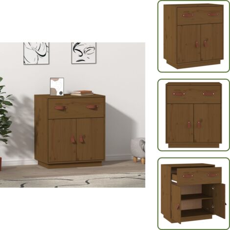 Aparador de pino marrón miel - vidaXL Aparador de madera maciza de pino marrón miel 65,5x40x75 cm -