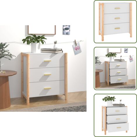 Aparador de pino - vidaXL Aparador de madera contrachapada blanco 62x38x70 cm - Aparador decorativo