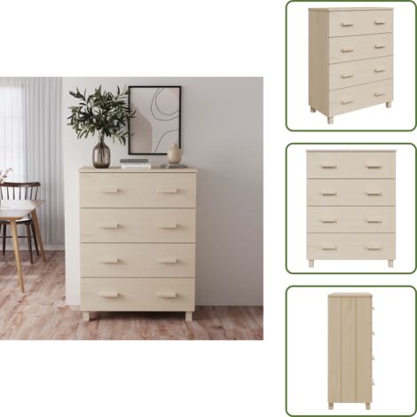 Aparador de pino - vidaXL Aparador HAMAR madera pino maciza marrón miel 79x40x103,5 cm - Aparador marrón miel