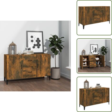 Aparador de roble ahumado - vidaXL Aparador madera de ingeniería roble ahumado 100x36x60 cm - Aparador decorativo