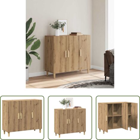 Aparador de roble - Aparador de madera de ingeniería roble artisan 90x34x80 cm