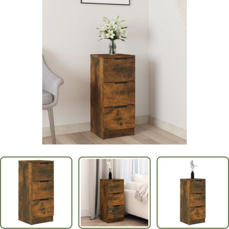 Aparador de roble -  Aparador madera contrachapada color roble ahumado 30x30x70 cm