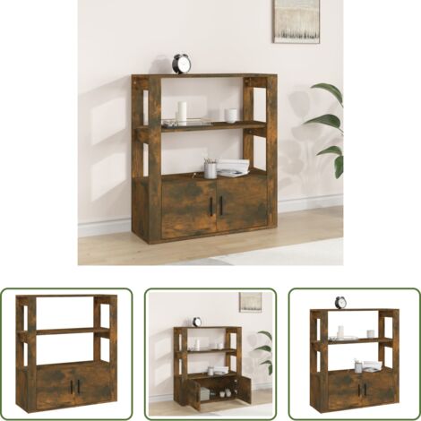 Aparador de roble -  Aparador madera contrachapada color roble ahumado 80x30x90 cm