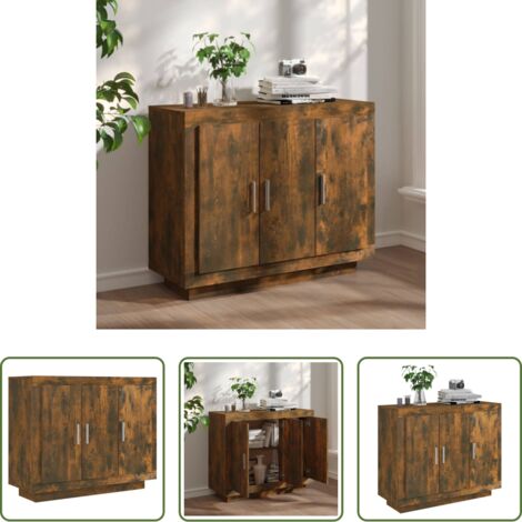 Aparador de roble -  Aparador madera contrachapada color roble ahumado 92x35x75 cm