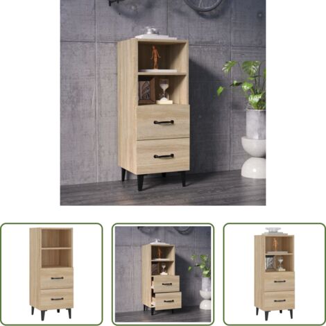 Aparador de roble -  Aparador madera contrachapada color roble Sonoma 34,5x34x90 cm