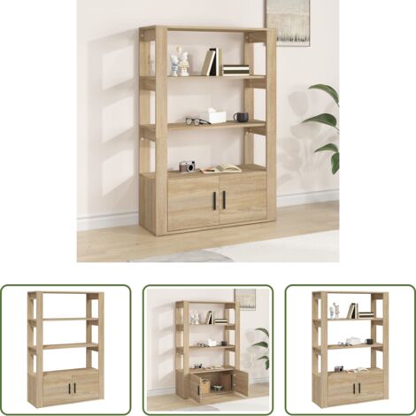 Aparador de roble -  Aparador madera contrachapada color roble Sonoma 80x30x119,5 cm
