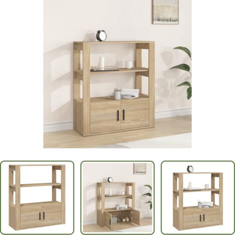 Aparador de roble -  Aparador madera contrachapada color roble Sonoma 80x30x90 cm