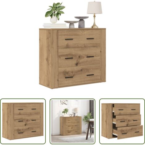 Aparador de roble -  Aparador madera de ingeniería roble artisan 80x33x70 cm