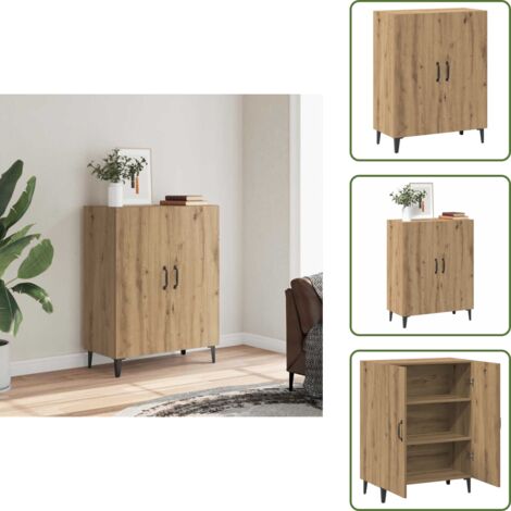 Aparador de roble artesanal - vidaXL Aparador de madera de ingeniería roble artisan 70x34x90 cm - Aparador decorativo