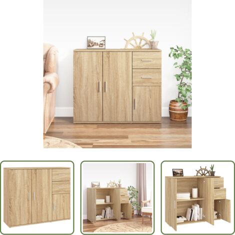 Aparador de roble Sonoma -  Aparador Roble Sonoma 91x29,5x75 cm Madera de ingeniería