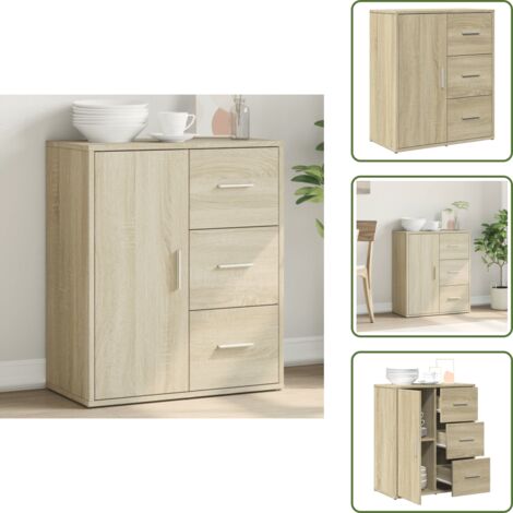 Aparador de roble Sonoma - vidaXL Aparador de madera de ingeniería roble Sonoma 60x31x70 cm -