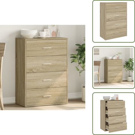 Aparador de roble Sonoma - vidaXL Aparador de madera de ingeniería roble Sonoma 60x31x84 cm -