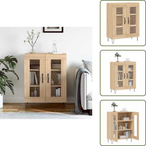 Aparador de roble Sonoma - vidaXL Aparador de madera de ingeniería roble Sonoma 69,5x34x90 cm - Aparador de almacenamiento