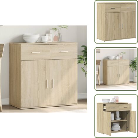 Aparador de roble Sonoma - vidaXL Aparador de madera de ingeniería roble Sonoma 79x38x80 cm -