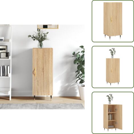 Aparador de roble Sonoma - vidaXL Aparador madera contrachapada color roble Sonoma 34,5x34x90 cm - Aparador con 3 compartimentos