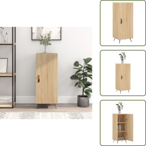 Aparador de roble Sonoma - vidaXL Aparador madera contrachapada color roble Sonoma 34,5x34x90 cm - Aparador con 3 compartimentos