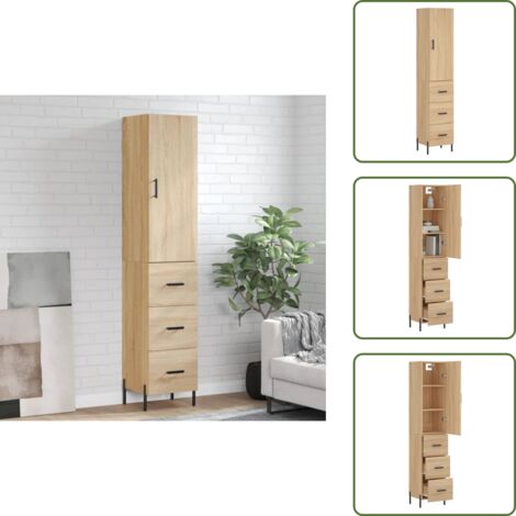 Aparador de roble - vidaXL Aparador de madera contrachapada roble Sonoma 34,5x34x180 cm - Aparador Sonoma