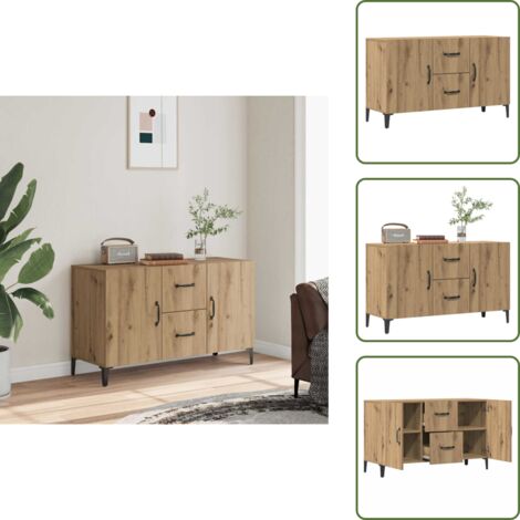 Aparador de roble - vidaXL Aparador de madera de ingeniería roble artisan 100x36x60 cm - Aparador decorativo