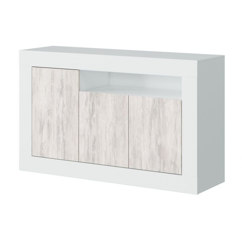 

Caesaroo - Aparador de salón 144 cm blanco matte y antiguo con 3 puertas | Blanco