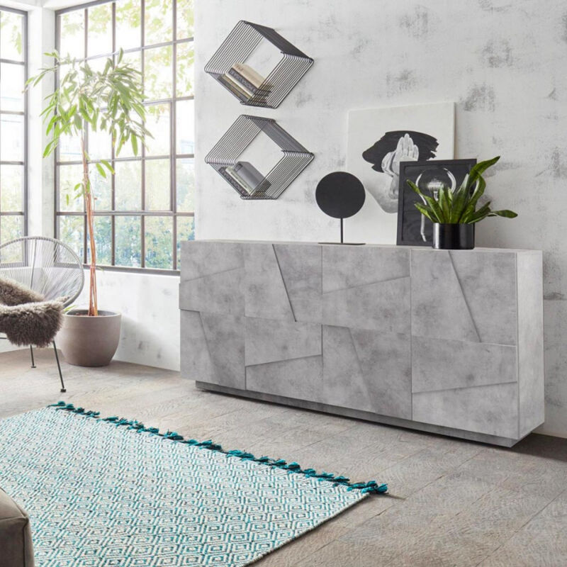 

Aparador de salón de 4 puertas y 2 compartimentos con estantes modernos Ping Side L Concrete