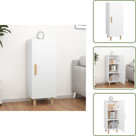 Aparador de salón - vidaXL Aparador de madera contrachapada blanco 34,5x34x90 cm - Aparador de almacenamiento