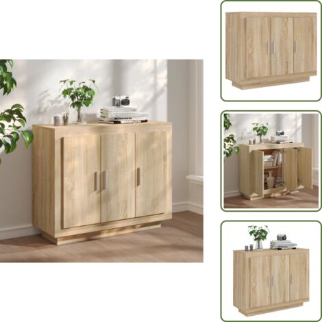 Aparador de salón - vidaXL Aparador de madera contrachapada color roble Sonoma 92x35x75 cm - Aparador de dormitorio