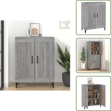 Aparador de salón - vidaXL Aparador de madera de ingeniería gris Sonoma 69,5x34x90 cm - Aparador con estantería
