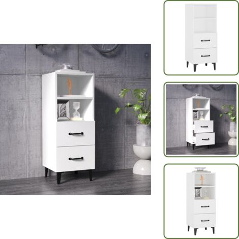 Aparador decorativo - vidaXL Aparador de madera contrachapada blanco 34,5x34x90 cm - Aparador de almacenamiento
