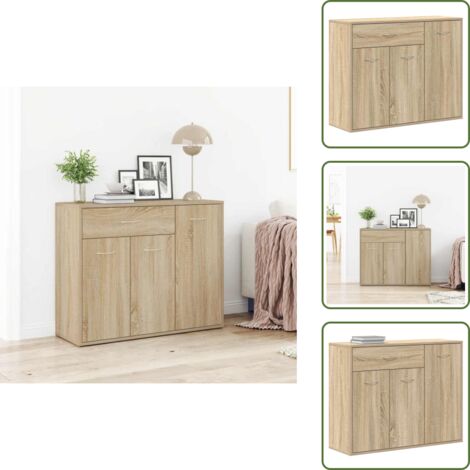 Aparador decorativo - vidaXL Aparador de madera contrachapada color roble Sonoma 88x30x70 cm - Aparador minimalista