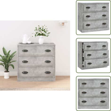 Aparador decorativo - vidaXL Aparador de madera contrachapada gris hormigón 70x35,5x67,5 cm -